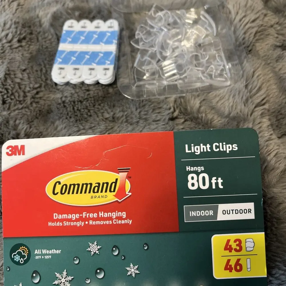 3M Command Hanging Light Clips Indoor Outdoor 33 Clips And 46 Sticky Strips